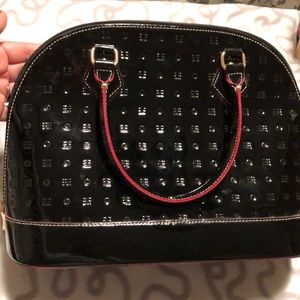 Arcadia Leather Italian Bag, black patent leather